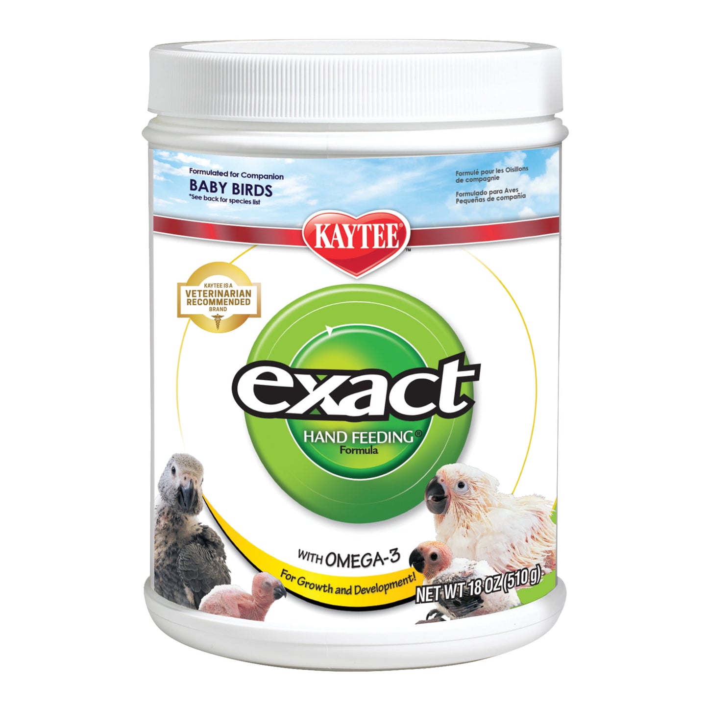 Kaytee Exact Hand Feeding High Fat Powder Formula Pet Baby Bird Food Mix, 5 Pound