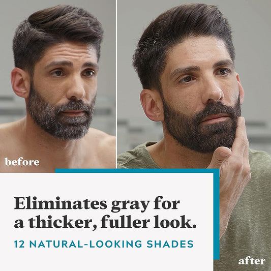 Just For Men Mustache & Beard, Beard Dye for Men with Brush Included for Easy Application, With Keratin Biotin Aloe and Coconut Oil for Healthy Facial Hair - Jet Black, M-60 Pack of 3