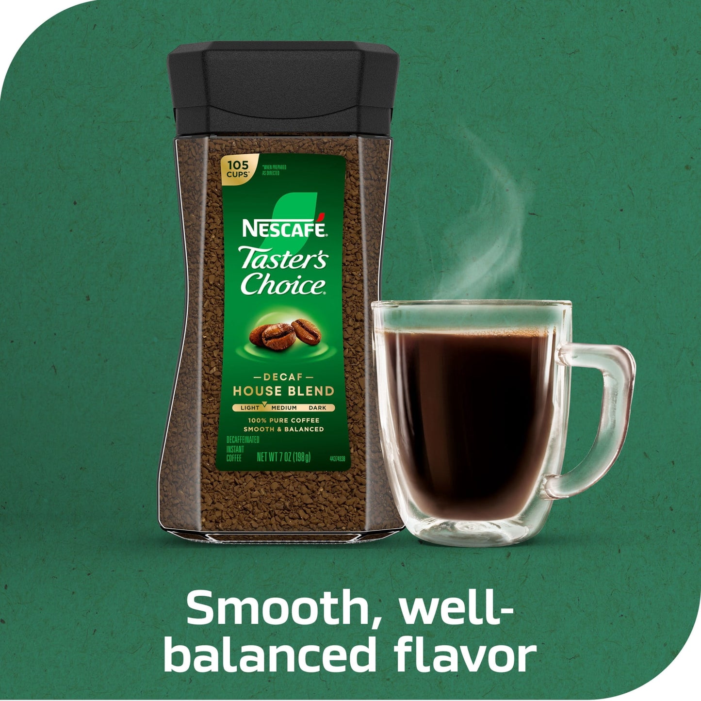 (2 pack) NESCAFÉ Taster's Choice Decaf House Blend, Medium Light Roast Instant Coffee, 7 oz, 1 Jar