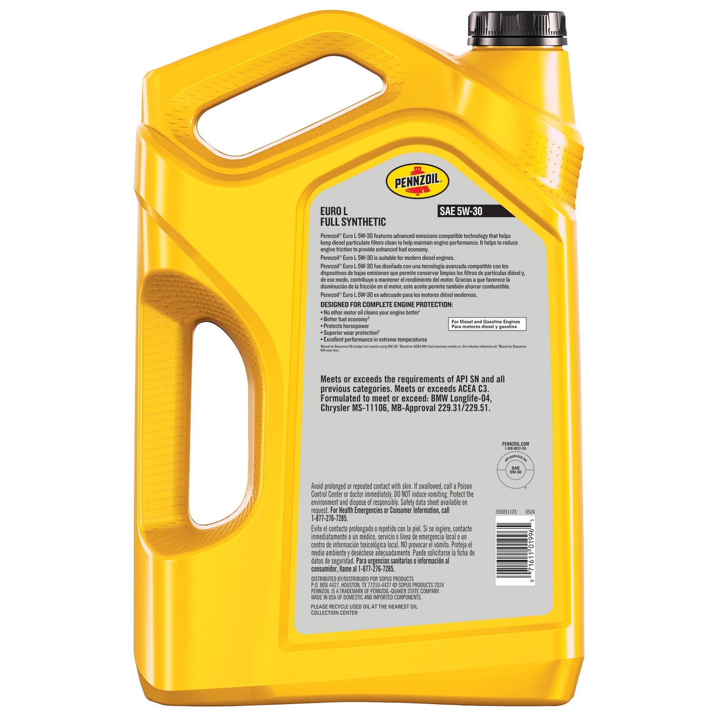 (2 pack) Pennzoil Platinum Euro L Full Synthetic 5W-30 Motor Oil, 5 Quart