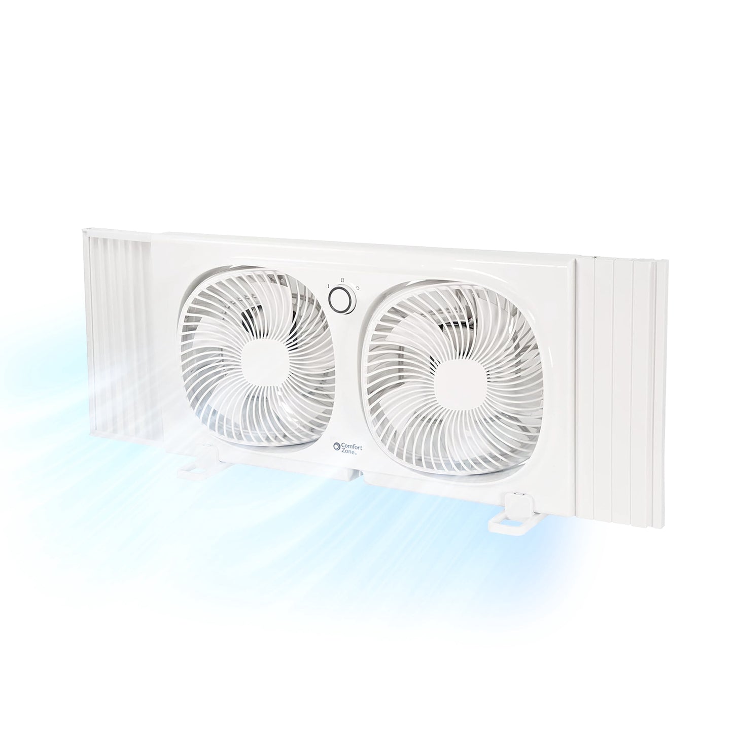 Shinic 9" 3-Speed Twin Window Fan with Removable Bug Screen,Fully Assembled,(22“ to 33-1/2"), White