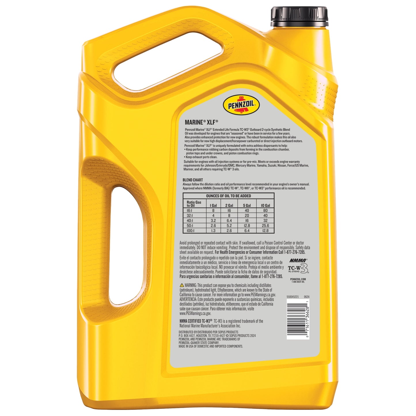 (3 pack) Pennzoil Marine XLF Extended Life Formula Engine Oil, 1 Gallon