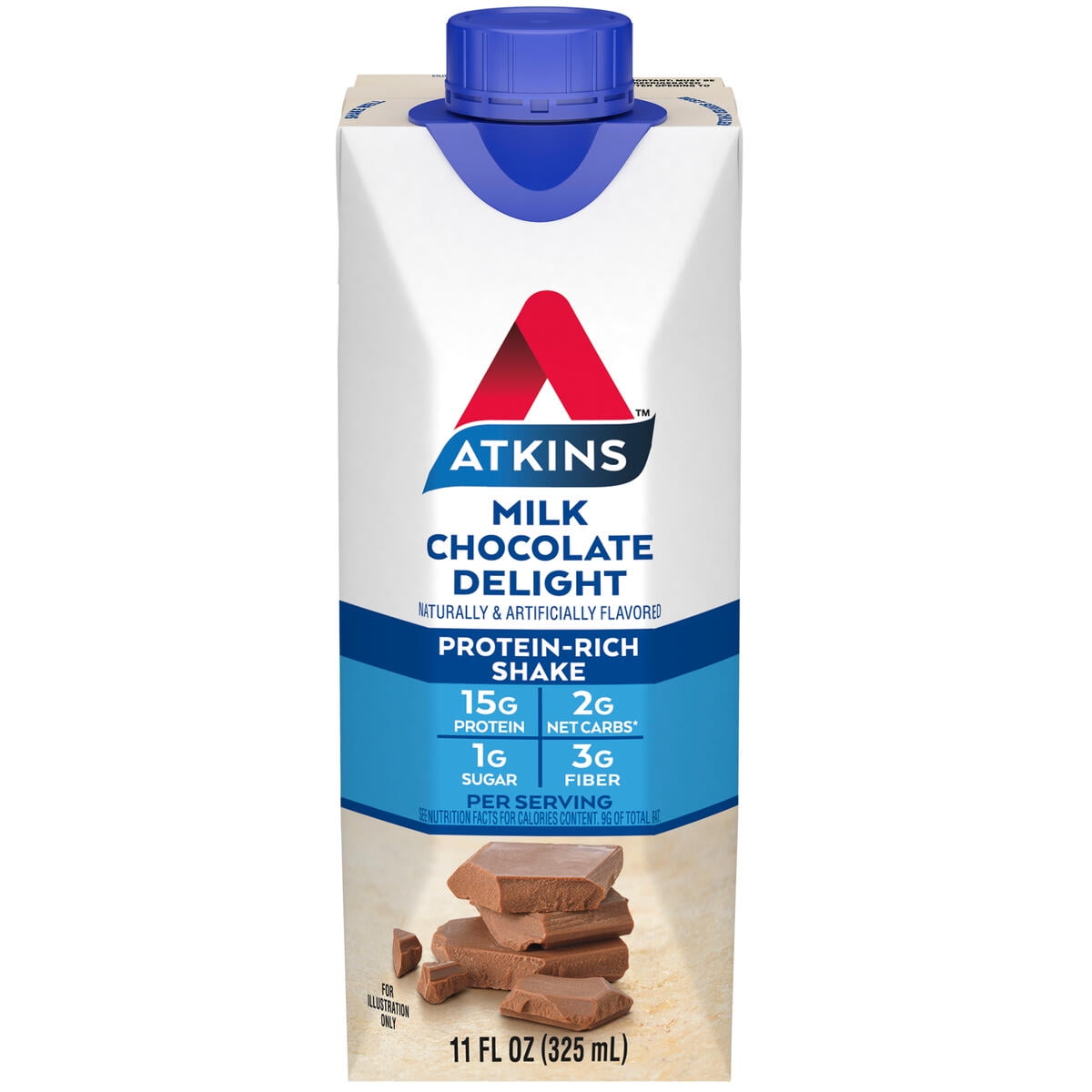 Atkins Protein Shake, Milk Chocolate Delight, 15g Protein, Keto Friendly, 11.0 oz., 12 Count