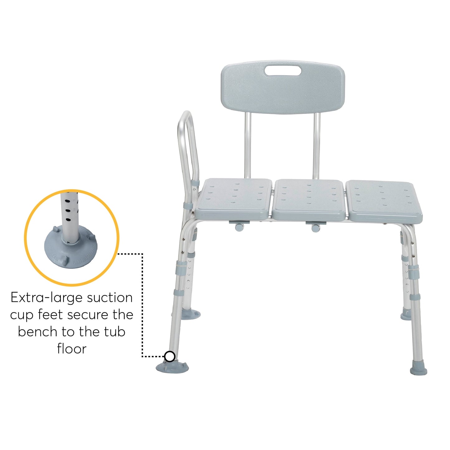 Drive Medical Plastic Tub Transfer Bench with Adjustable Backrest