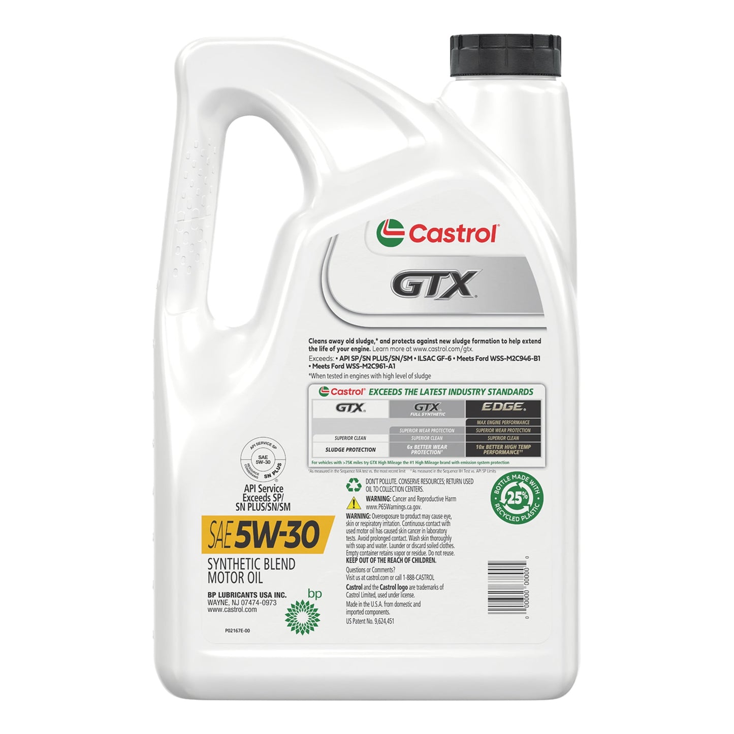 (2 pack) Castrol GTX 5W-30 Synthetic Blend Motor Oil, 5 Quarts